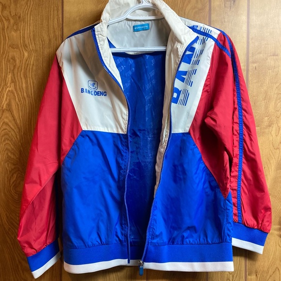 Vintage Curling Windbreaker Women’s S/P Bangdeng White Red & Blue Zip Up 90’s - Picture 5 of 10